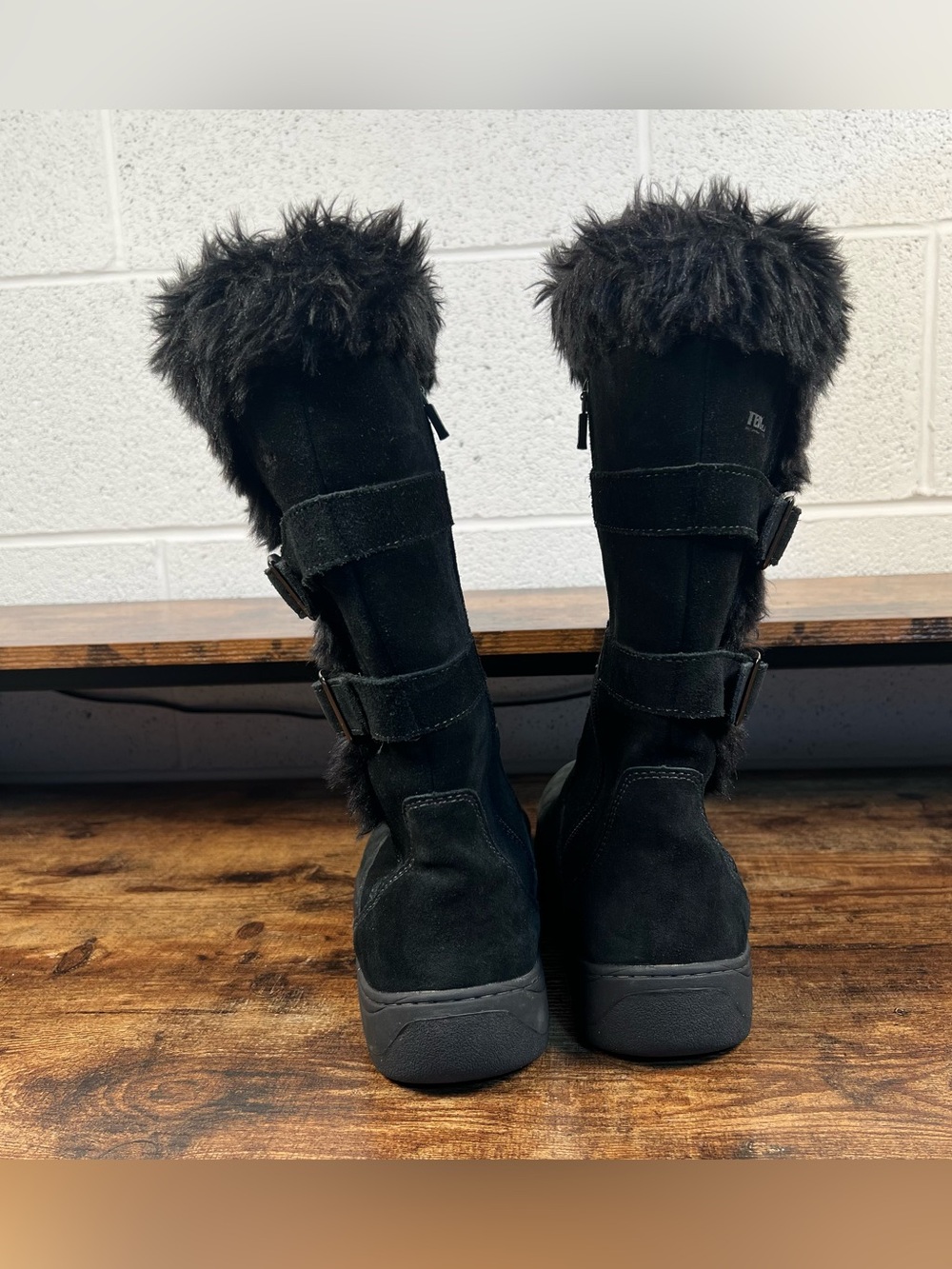 LL Bean Boots Waterproof Faux Fur Black Suede Primaloft Tall Winter Women's 9 - Picture 5 of 10